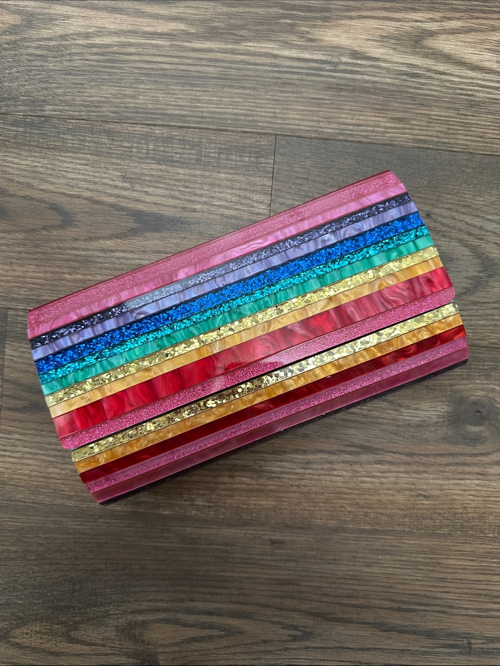 Rainbow clutch - acrylic - Sondra Roberts